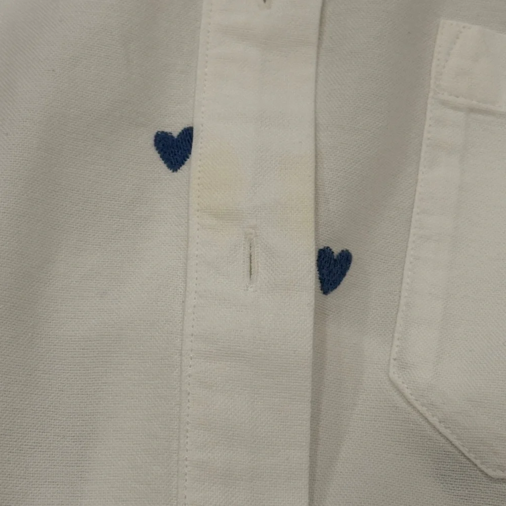 Sezane White Button-Down Shirt with Blue Heart Print - Picture 9 of 9